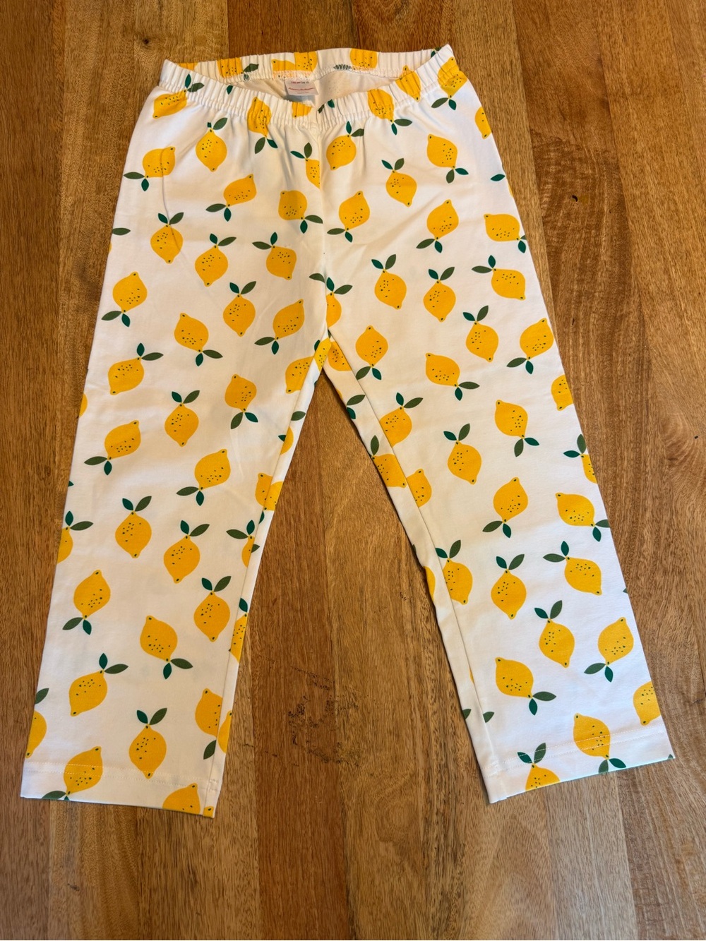 Hanna Andersson White Cotton Pajama Pants with Yellow Lemon Print